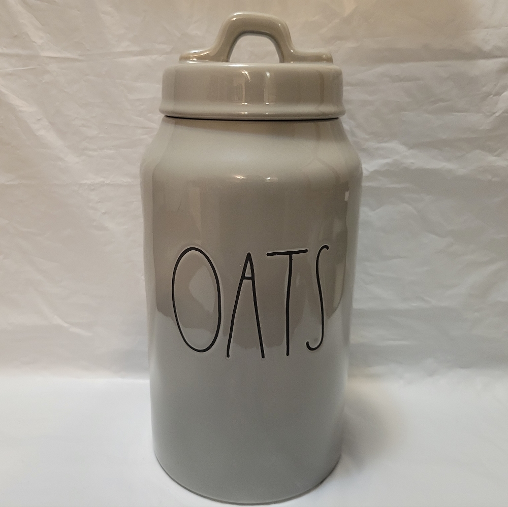 Rae Dunn OATS Canister Gray with Black Lettering NWOT